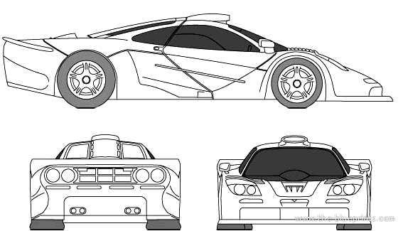 McLaren F1 GT Road Car - МакЛарен - чертежи, габариты, рисунки автомобиля
