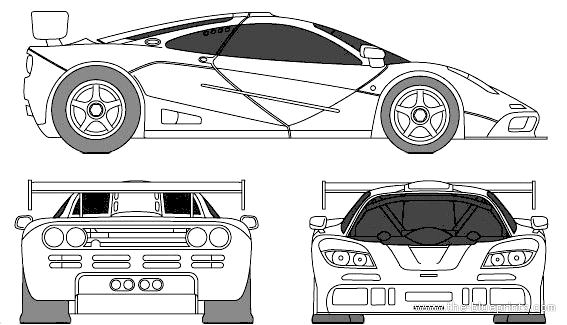 McLaren F1 LM Road Car - МакЛарен - чертежи, габариты, рисунки автомобиля
