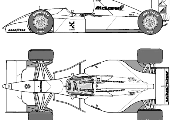 McLaren Ford MP4-8 F1 GP (1993) - МакЛарен - чертежи, габариты, рисунки автомобиля