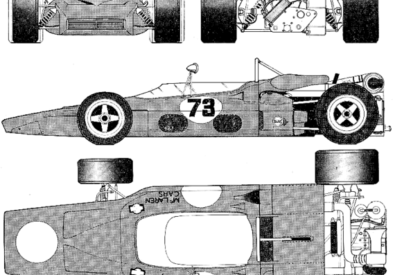 McLaren M14 (1970) - МакЛарен - чертежи, габариты, рисунки автомобиля