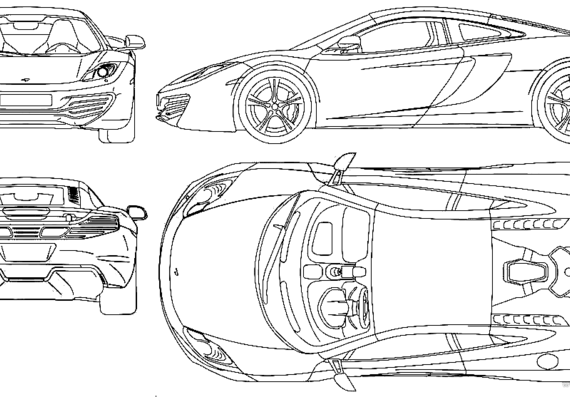McLaren MP4-12C (2011) - МакЛарен - чертежи, габариты, рисунки автомобиля