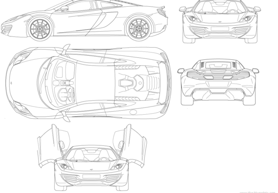 McLaren MP4-12C (2014) - МакЛарен - чертежи, габариты, рисунки автомобиля