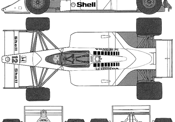 McLaren MP4-4 F1 GP (1988) - МакЛарен - чертежи, габариты, рисунки автомобиля