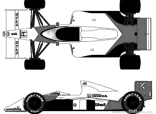McLaren MP4-5 - МакЛарен - чертежи, габариты, рисунки автомобиля