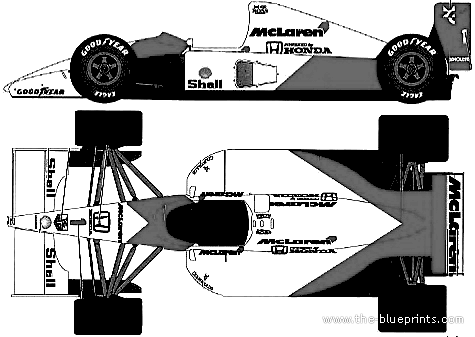 McLaren MP4-6 F1 - МакЛарен - чертежи, габариты, рисунки автомобиля