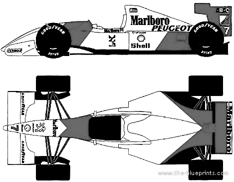 McLaren MP4-9 F1 (1994) - МакЛарен - чертежи, габариты, рисунки автомобиля