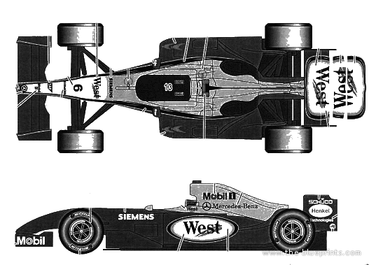 McLaren MP4 19B - МакЛарен - чертежи, габариты, рисунки автомобиля