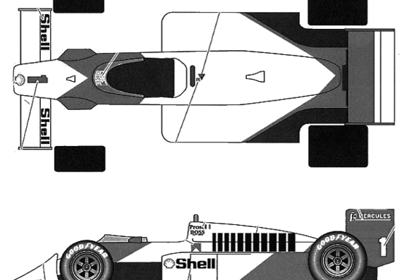 McLaren MP4 3 (1987) - МакЛарен - чертежи, габариты, рисунки автомобиля
