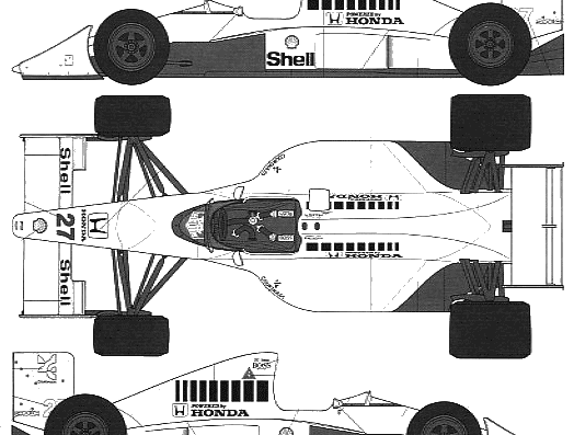 McLaren MP4 5B - МакЛарен - чертежи, габариты, рисунки автомобиля