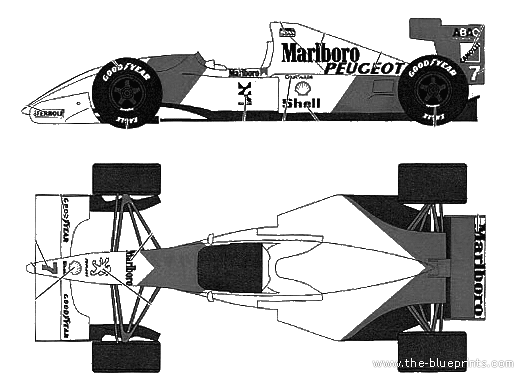 McLaren MP4 9 Pacific GP - МакЛарен - чертежи, габариты, рисунки автомобиля