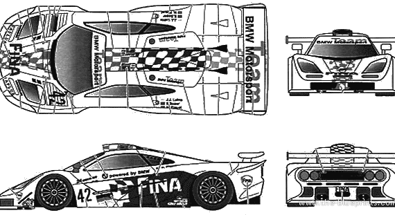 Mclaren F1-GTR FINA LM Suzuka (1997) - МакЛарен - чертежи, габариты, рисунки автомобиля
