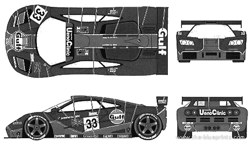 Mclaren F1-GTR LM Gulf (1996) - МакЛарен - чертежи, габариты, рисунки автомобиля