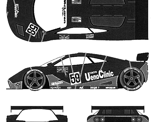 Mclaren F1-GTR Ueno Clinic LeMans (1995) - МакЛарен - чертежи, габариты, рисунки автомобиля