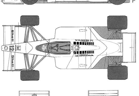 Mclaren Honda MP4-4 F1 GP (1988) - МакЛарен - чертежи, габариты, рисунки автомобиля