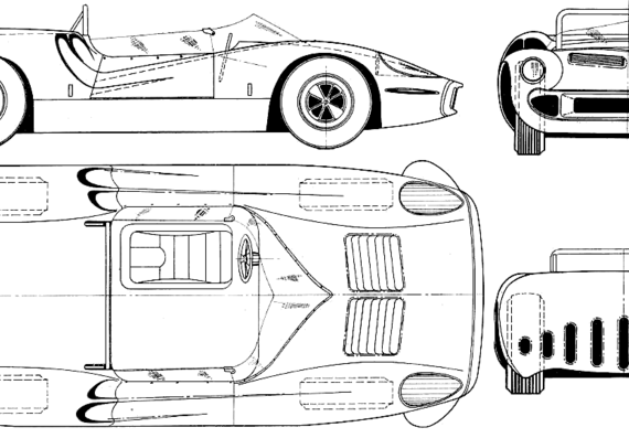 Mecom Hussein I Racing Team Indy 500 (1966) - Various cars - drawings, dimensions, pictures of the car