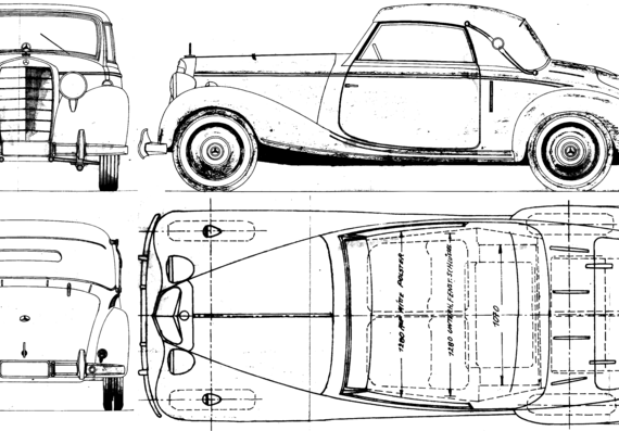 Mercedes-Benz 170S Cabrio W136 (1949) - Мерседес Бенц - чертежи, габариты, рисунки автомобиля