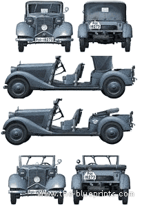 Mercedes-Benz 170 Polizei-Kubelsitzwagen (1937) - Мерседес Бенц - чертежи, габариты, рисунки автомобиля