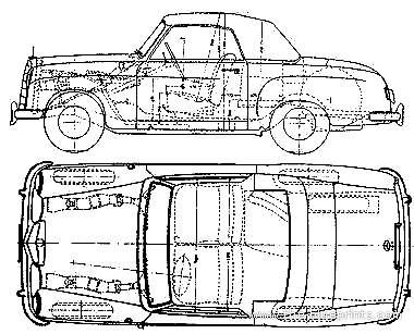 Mercedes-Benz 180 Cabriolet A (1953) - Мерседес Бенц - чертежи, габариты, рисунки автомобиля