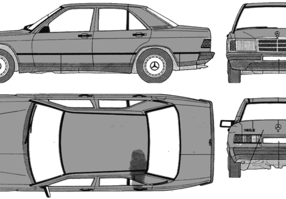 Mercedes-Benz 190E - Мерседес Бенц - чертежи, габариты, рисунки автомобиля