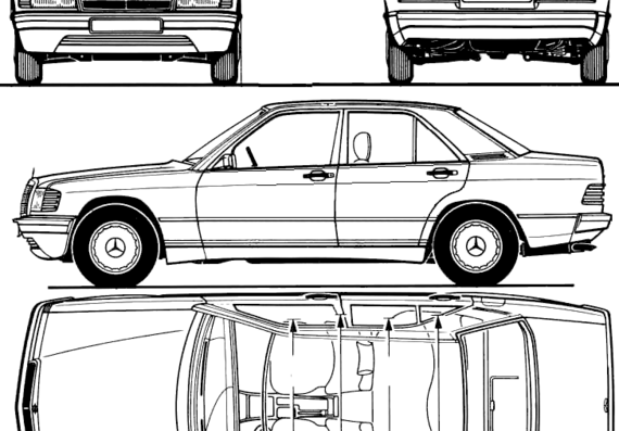 Mercedes-Benz 190E (1983) - Мерседес Бенц - чертежи, габариты, рисунки автомобиля