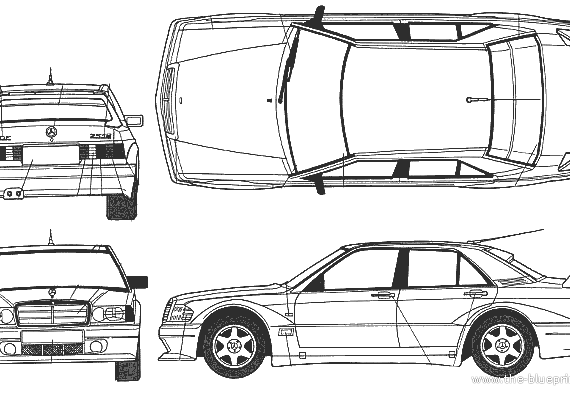 Mercedes-Benz 190 E Evolution II (W201) (1989) - Мерседес Бенц - чертежи, габариты, рисунки автомобиля