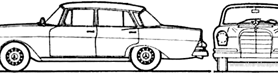 Mercedes-Benz 220S (1963) - Мерседес Бенц - чертежи, габариты, рисунки автомобиля