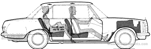 Mercedes-Benz 220 (1969) - Мерседес Бенц - чертежи, габариты, рисунки автомобиля