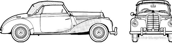 Mercedes-Benz 220 Cabriolet A (1952) - Мерседес Бенц - чертежи, габариты, рисунки автомобиля