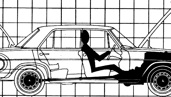 Mercedes-Benz 220 W115 (1969) - Мерседес Бенц - чертежи, габариты, рисунки автомобиля