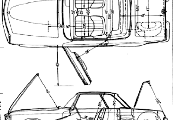 Mercedes-Benz 230 SL W113 (1964) - Мерседес Бенц - чертежи, габариты, рисунки автомобиля