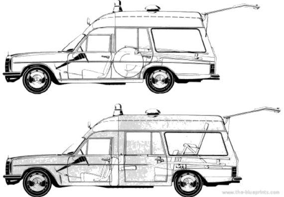 Mercedes-Benz 240D Ambulance (1972) - Мерседес Бенц - чертежи, габариты, рисунки автомобиля