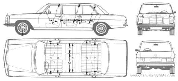 Mercedes-Benz 240D Lange (1974) - Мерседес Бенц - чертежи, габариты, рисунки автомобиля