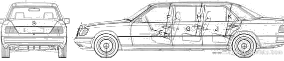 Mercedes-Benz 250D W124 LWB - Мерседес Бенц - чертежи, габариты, рисунки автомобиля