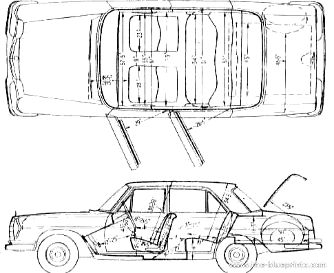 Mercedes-Benz 250SE (1967) - Мерседес Бенц - чертежи, габариты, рисунки автомобиля