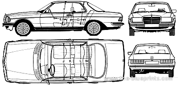 Mercedes-Benz 280CE C123 (1977) - Мерседес Бенц - чертежи, габариты, рисунки автомобиля