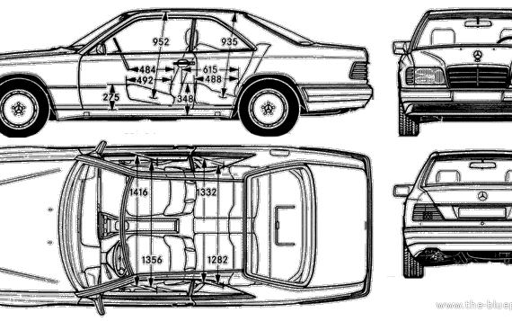 Mercedes-Benz 280CE C124 (1986) - Мерседес Бенц - чертежи, габариты, рисунки автомобиля