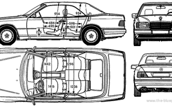 Mercedes-Benz 280CE Convertible A124 (1986) - Мерседес Бенц - чертежи, габариты, рисунки автомобиля