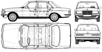 Mercedes-Benz 280E W123 (1977) - Мерседес Бенц - чертежи, габариты, рисунки автомобиля