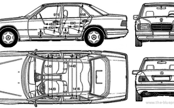 Mercedes-Benz 280E W124 (1986) - Мерседес Бенц - чертежи, габариты, рисунки автомобиля