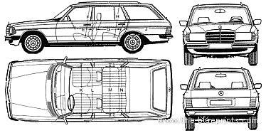 Mercedes-Benz 280TE S123 (1977) - Мерседес Бенц - чертежи, габариты, рисунки автомобиля