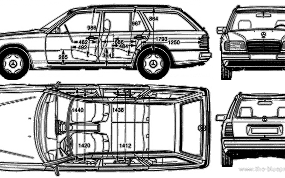 Mercedes-Benz 280TE S124 (1986) - Мерседес Бенц - чертежи, габариты, рисунки автомобиля