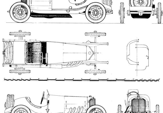 Mercedes-Benz 2 Liter Targa Florio (1924) - Мерседес Бенц - чертежи, габариты, рисунки автомобиля
