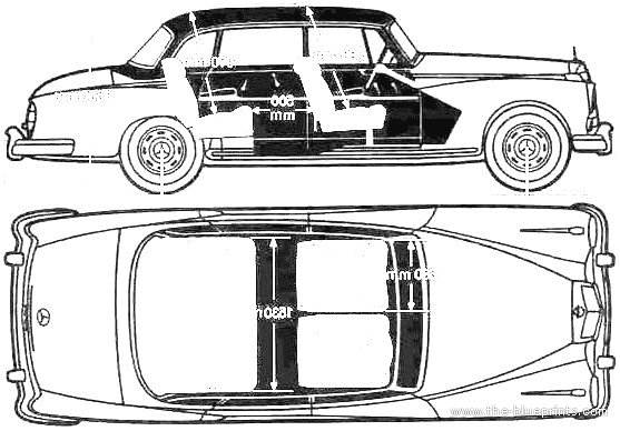 Mercedes-Benz 300D (1959) - Мерседес Бенц - чертежи, габариты, рисунки автомобиля