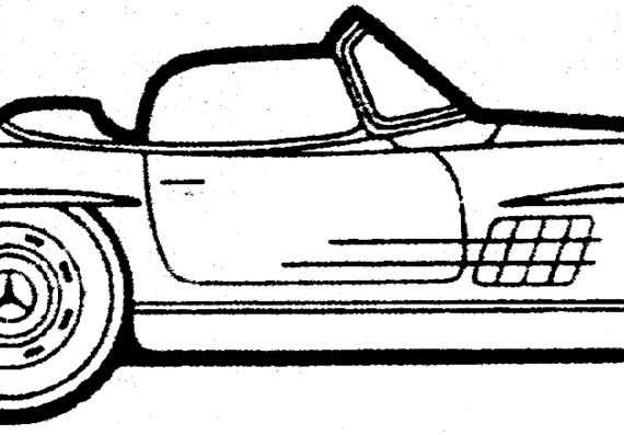 Mercedes-Benz 300SL (1959) - Мерседес Бенц - чертежи, габариты, рисунки автомобиля