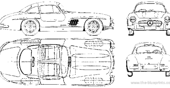 Mercedes-Benz 300SL W198 (1955) - Мерседес Бенц - чертежи, габариты, рисунки автомобиля