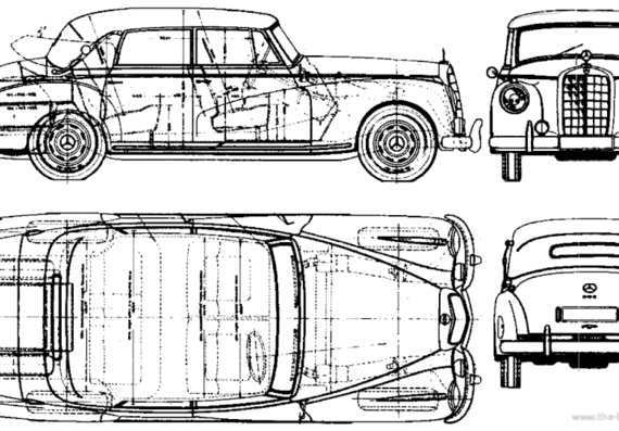 Mercedes-Benz 300 W186 - Мерседес Бенц - чертежи, габариты, рисунки автомобиля