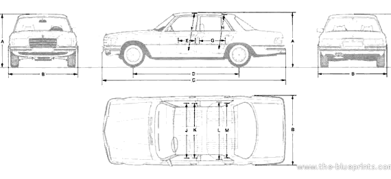 Mercedes-Benz 450 6.9 - Мерседес Бенц - чертежи, габариты, рисунки автомобиля