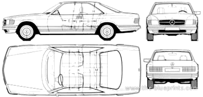 Mercedes-Benz 500SEC - Мерседес Бенц - чертежи, габариты, рисунки автомобиля