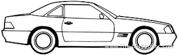 Mercedes-Benz 500SL (1989) - Мерседес Бенц - чертежи, габариты, рисунки автомобиля