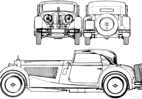 Mercedes-Benz 500S Cabriolet (1928) - Мерседес Бенц - чертежи, габариты, рисунки автомобиля